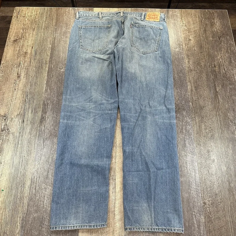 Levis 505 Jeans Mens 42x32 Blue Regular Straight Mid‎ Rise Light Wash Denim Fade